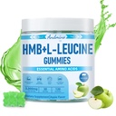 HMB e L-Leucine Gummies, 3000mg, con Trehalose, per la crescita del muscolo, il sollievo del muscolo e il recupero di allenamento, per adulti e anziani, non OGM, Vegan, senza glutine, aroma di mela, 120