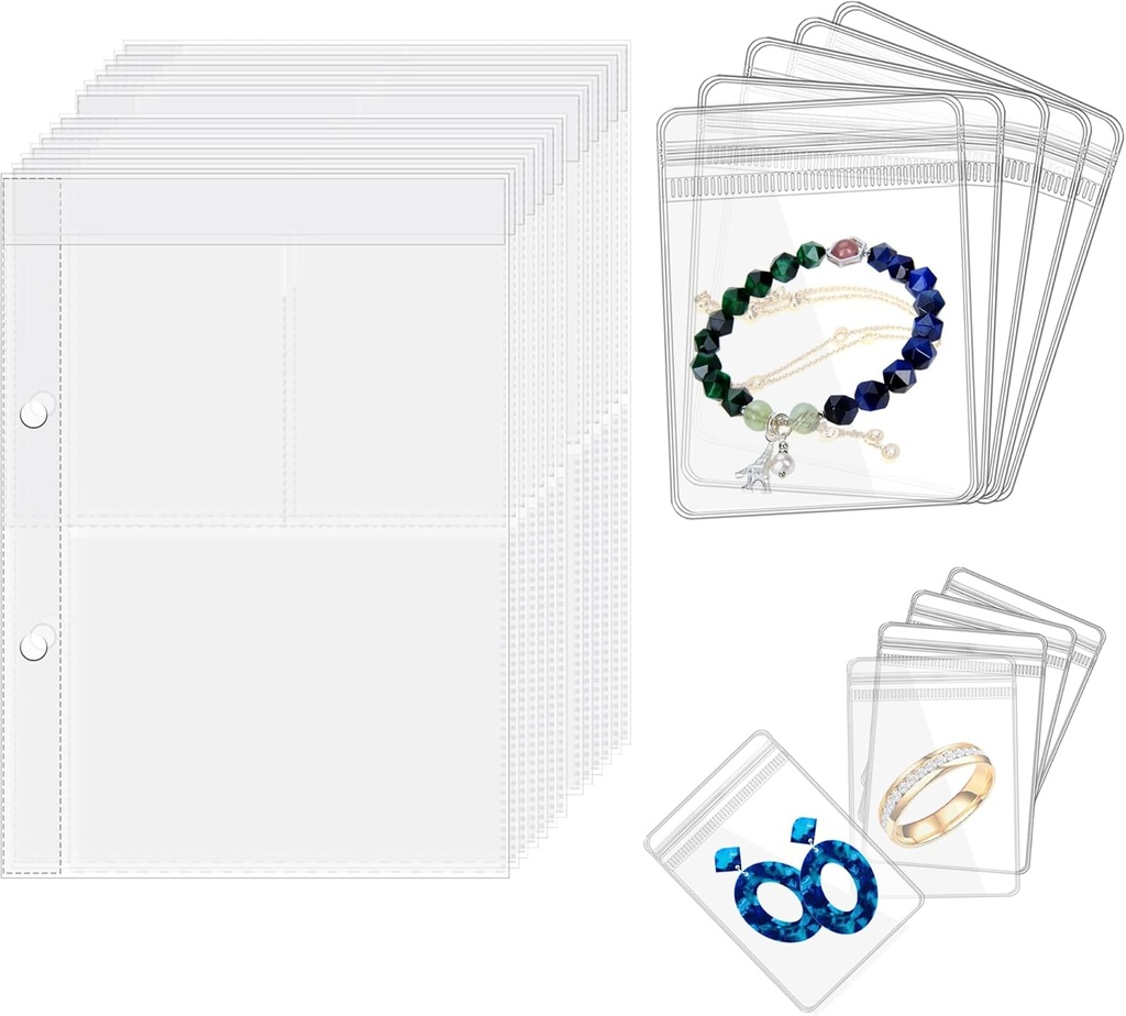 Travel Jewelry Organizer Case Gioielli Trasparenti Archiviazione Libreria Binder Bag per Orecchini, Anelli, Collana, Bracciale,Pagine interne e Pouches