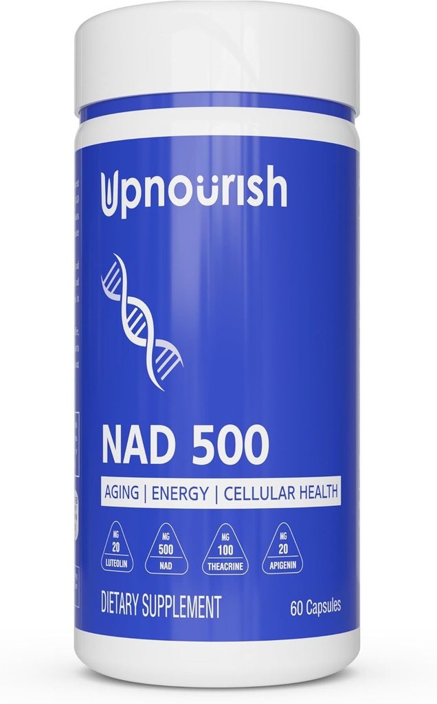 Nicotinamide Adenina Dinucleotide NAD Supplemento - 500mg NAD+ Supplemento con Resveratrolo, Quercetina, Theacrine, Luteolin, Apigenin - Nicotinamide Riboside NR alternativa per donne & uomini, 60 capsule