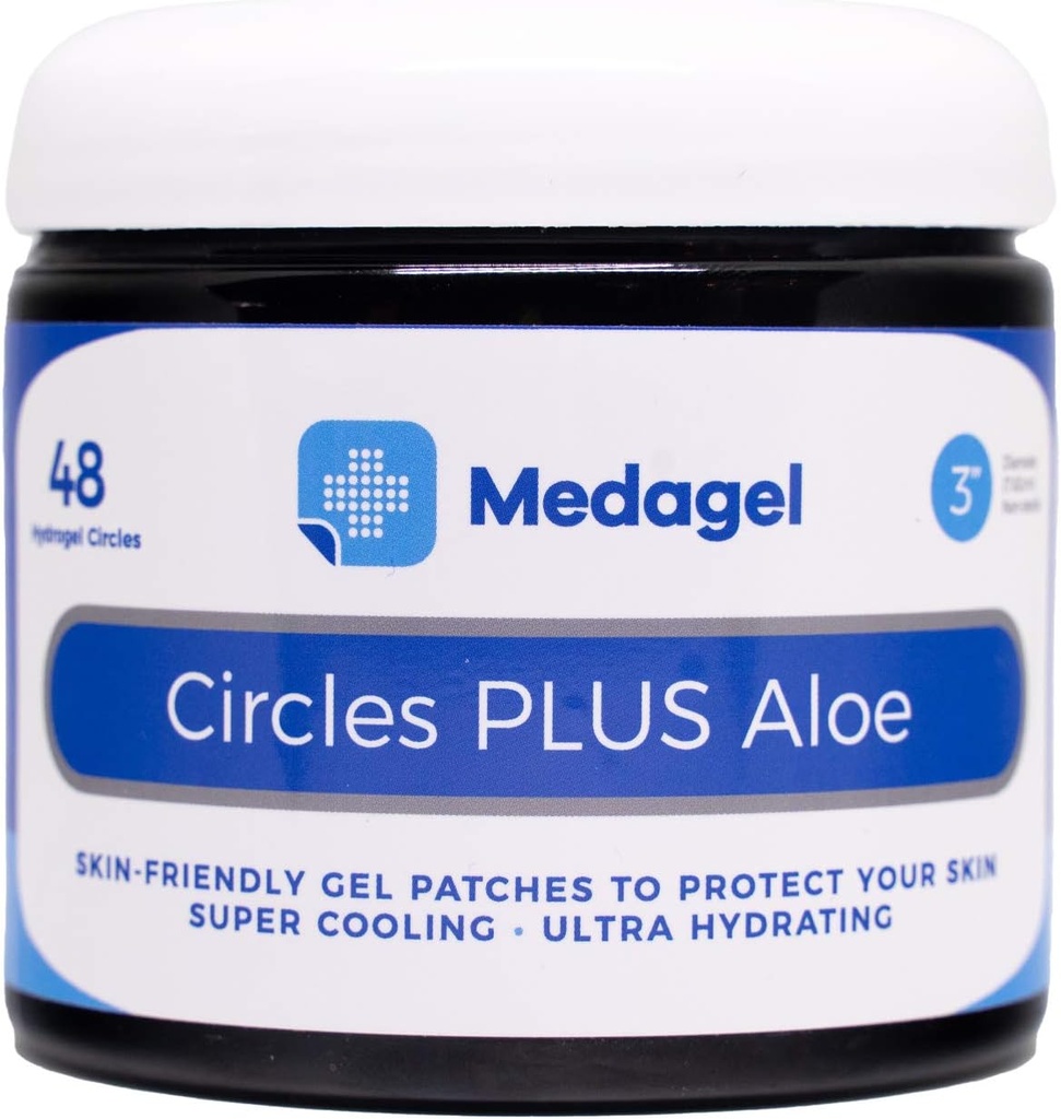 Cerchi Plus Aloe Hydrogel Pads | Raffreddamento istantaneo e Rilievo calmante per dolore infermieristico, Blisters, Bug Bites, Minor Burns e Chafing | 48ct Circular Pads