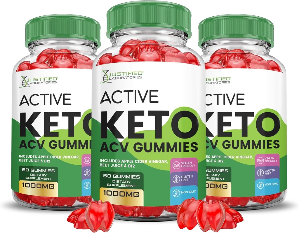 (3 Pack) Attivo Keto ACV Gummies Advanced Formula 1000MG ActiveKeto Keto Gummies Aceto di sidro di mele Formulato con Polvere di succo di barbabietola di melograno B12 Vegan Non OGM 180 Gummys