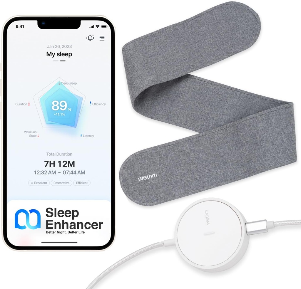 Innovativo Sleep Enhancer - Non-Contact Sleep Tracking Pad con analisi del sonno, allarmi di vibrazione, Disturbante di respirazione e monitoraggio della frequenza cardiaca - Sleep Tracker per una migliore qualità del sonno