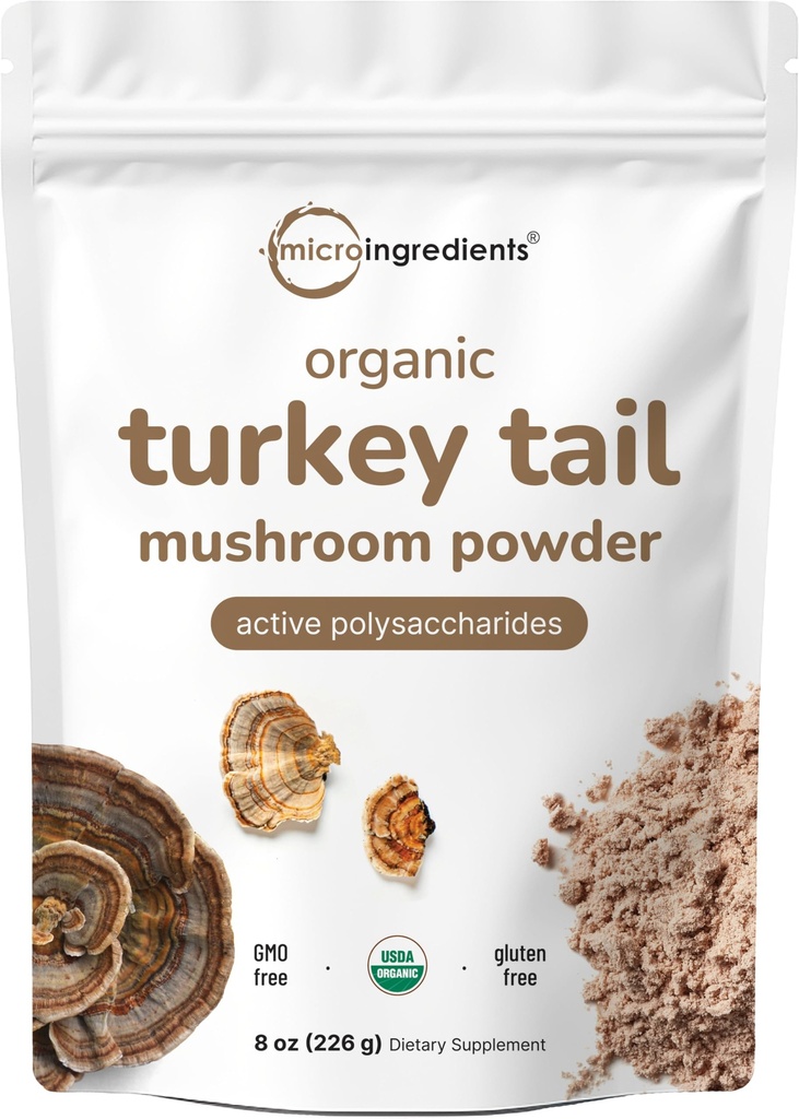 Micro Ingredienti Polvere di Mushroom di Tail della Turchia organica (50:1 estratto), 8 oncia | Blocca con polisaccaridi attivi, Supporta risposta immunitaria e livello cellulare, Pet Friendly