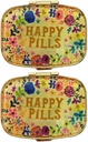 2 pacchetti Vintage Pill Organizer scatole di metallo Retro Pillole Cute Pillole Case per Purse/Pocket Portable Compact per tenere vitamine/Tilenol/Supplements/Meds/Tablet(Happy Pills with Mirror Inside)