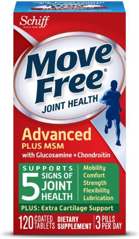 Move Free Advanced Plus MSM, 120 compresse - Joint Health Supplement con Glucosamina e Condroitina (Pacchetto di 12)