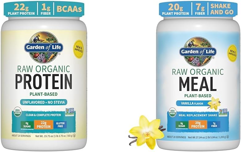 Polvere organica di proteine non aromatizzate 22g polvere cruda delle proteine vegetali e delle proteine vegane del giardino di vita - Shakes di sostituzione di farina biologica cruda - Vanilla - Pea Protein