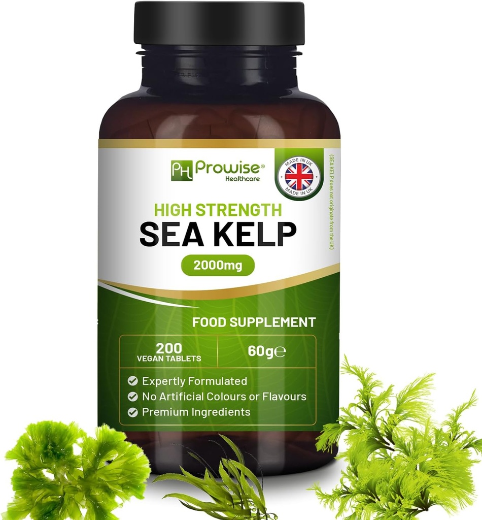 Sea Kelp 2000mg 200 Vegan Tablets | Fonte naturale di iodio | Premium Ingredienti | Proudly Made in the UK by Prowise