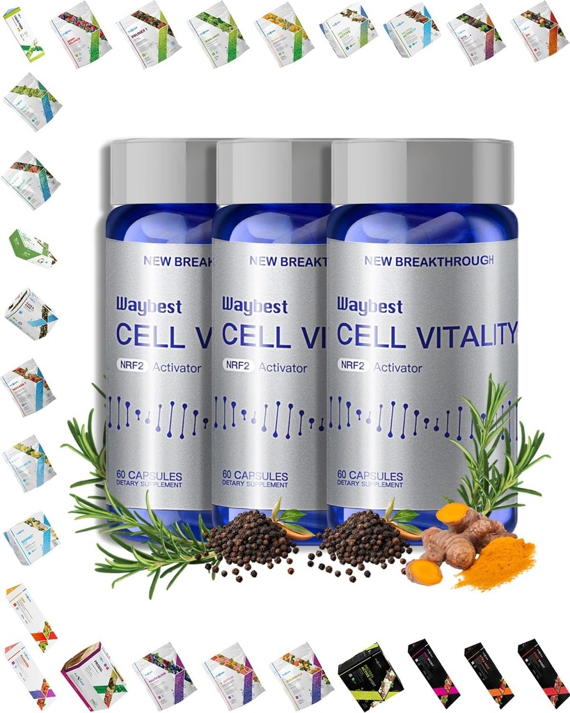 Formula di sollievo di stress ossidativo per l'attivatore NRF2 della cellula Waybest (180 capsule vegane), integratori di salute antiossidante nutrizionale, alla fine di 5 Phytonutrients naturali di erbe ingredienti