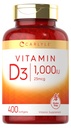 Carlyle Vitamin D3 1000IU | 400 Softgels | Alta potenza | Non OGM & Gluten Supplemento gratuito