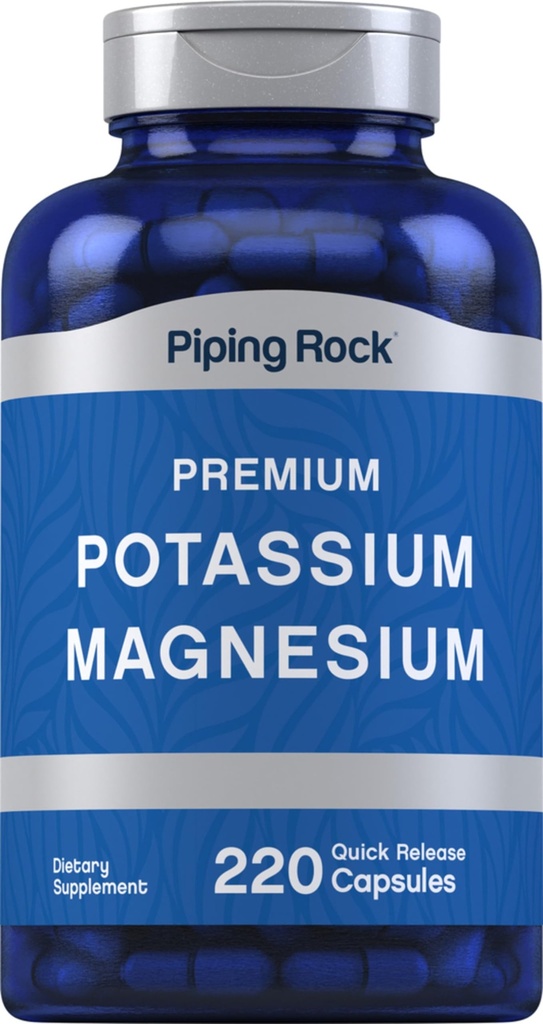 Piping Rock Potassium Magnesium Supplemento | 220 capsule | Non OGM, Gluten Free Premium Complex