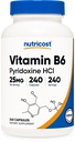 Nutricost Vitamina B6 (Pyridoxine HCl) 25mg, 240 Capsule - Non OGM, Gluten Free e Per vegetariani
