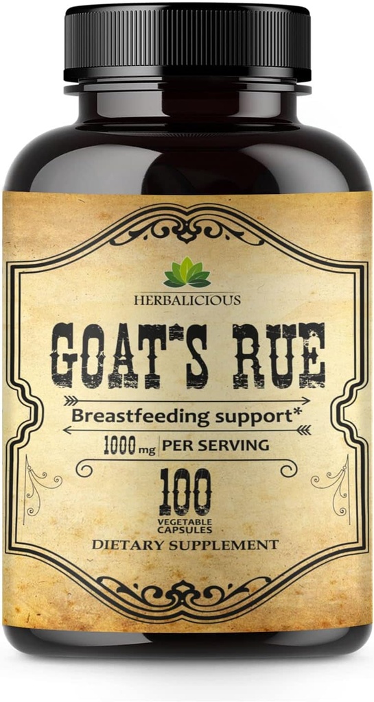 HERBALICIOUS Goat’s Rue Capsules 1000mg - Goat naturali Rue Herbal Supplement - Natural Galega Officinalis for Breast Feeding - Breastmilk Production Food Supplement Support - 100 Caps