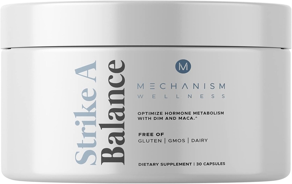 Strike A Balance Integratori di bilanciamento ormonale con DIM Maca Energy Mood Metabolism Prostate PMS Menopause Support Non-GMO, 30 capsule