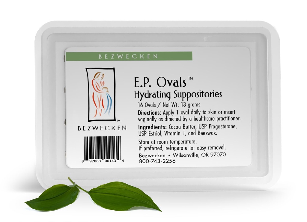 Bezwecken E.P. Ovals – 16 Suppositori Ovali - Professionalmente formulato per Alleviare l'essiccamento vaginale in Menopausal Women - miscela unica di Progesterone & Estriol - Lubrificazione vaginale naturale