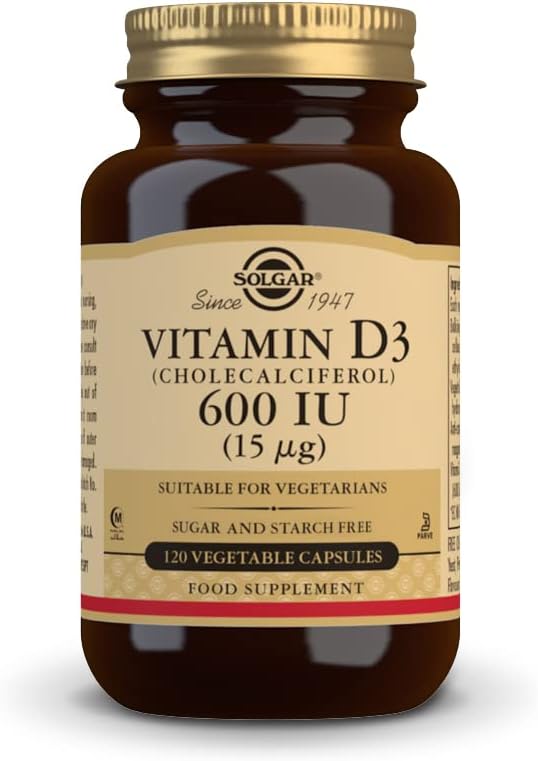 Solgar Vitamin D3 (Cholecalciferol) 15 mcg (600 IU), 120 capsule vegetali - aiuta a mantenere le ossa sane e denti - Supporto immunitario - Non OGM, senza glutine, senza latticini, Kosher, Halal - 120 Serve