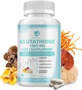 Integratore di Glutathione 1.000 mg, Integratore di funghi con Vitamina C, Niacin - Detox del fegato, Supporto immunitario e Antiossidante, Ridotto L-Glutathione 120 Capsule Vegan - Non OGM