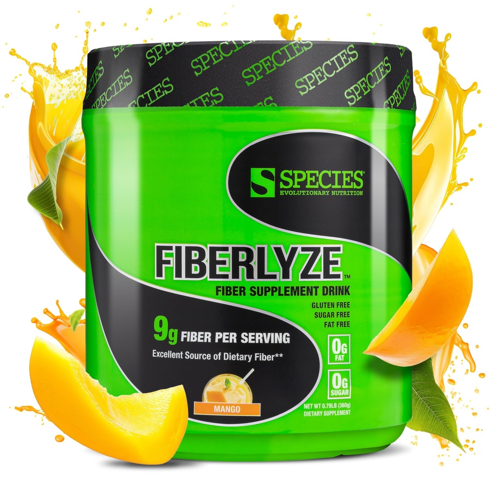 Specie Nutrition Fiberlyze Fiber Supplement, Psyllium Based Soluble & Insoluble Fiber Powder for Healthy Colon, Funzioni digestive (Mango, 30 Serve)