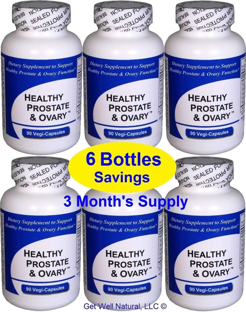 Salute della prostata e dell'ovario (6 bottiglie contenenti un totale di 540 capsule) - miscela erbacea concentrata - con Crinum Latifolium, Vegan Kosher Caps. Erbe della prostata per il supporto ottimale*