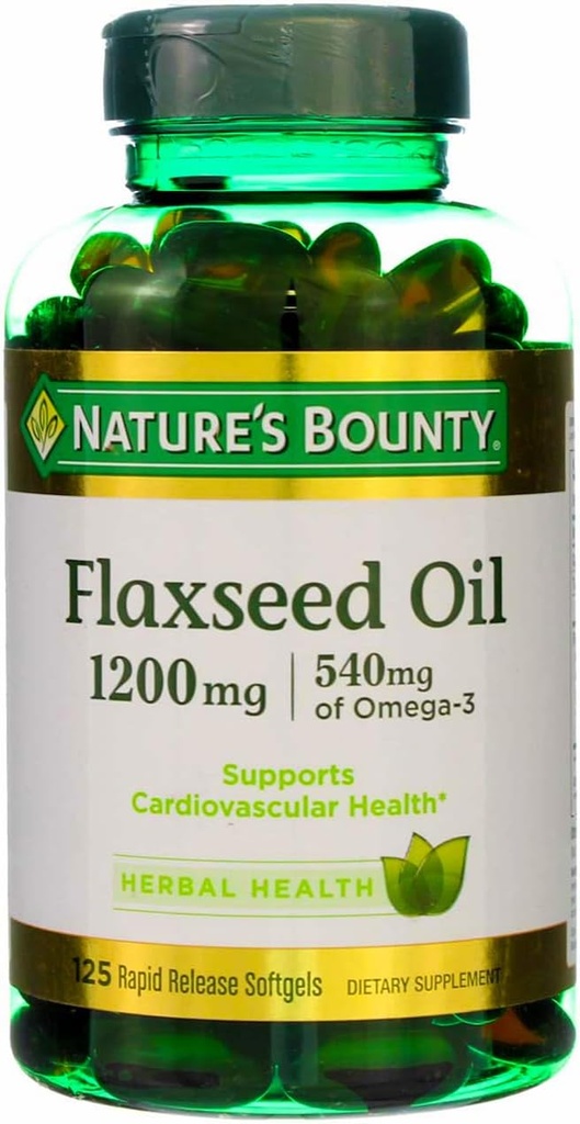 Bounty Flaxseed Oil 1200 mg, 125 Rapid Release Softgels (Pack of 3)