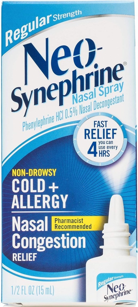 Neo-sinefrina Nasale Decongestant Spray Regolare resistenza 0.50 oz (PACK OF 3)