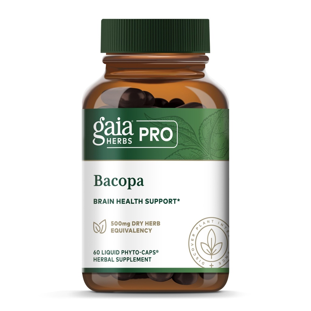 GAIA HERBS PRO Bacopa - Brain Health & Nootropic Support - 60 Liquid Phyto-Caps (30 Serve)