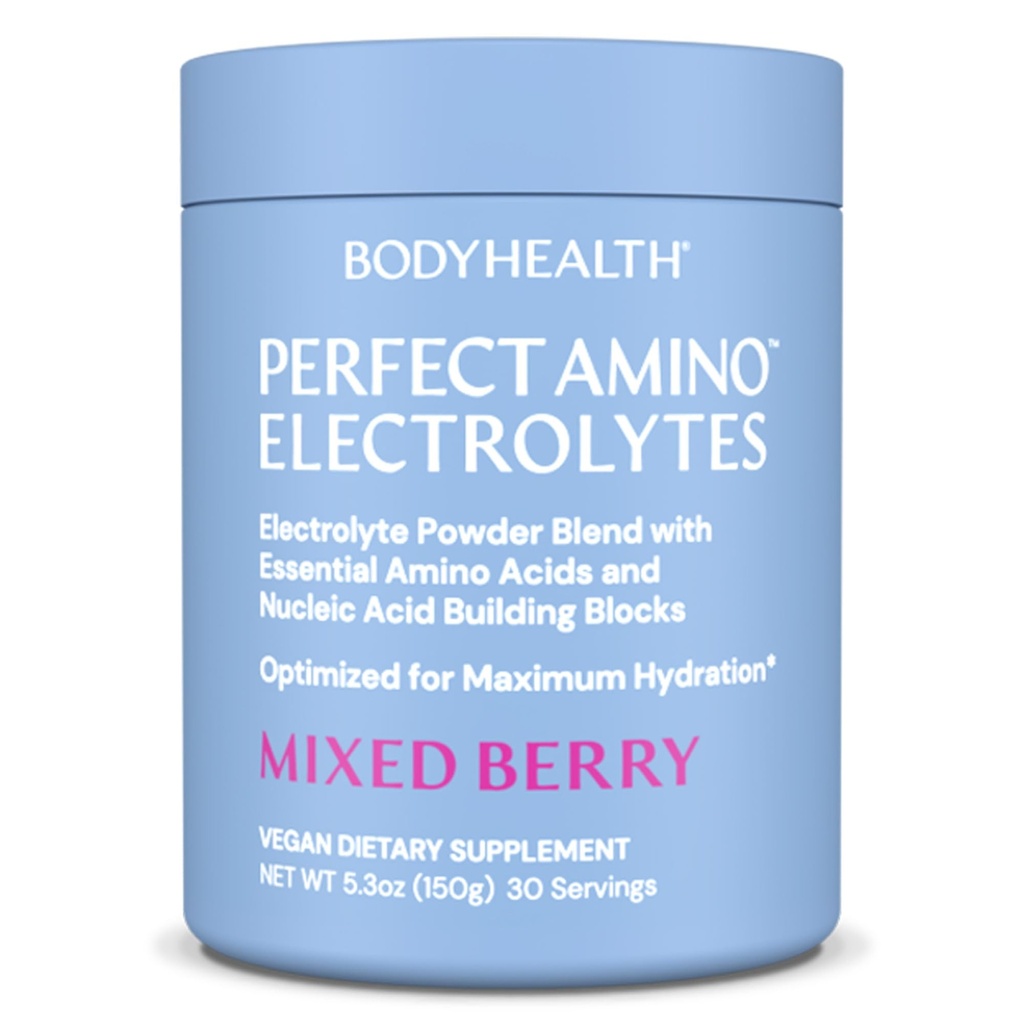 BodyHealth PerfectAmino Electrolytes Polvere No Zucchero, Keto Sugar Free Fasting Electrolytes Drink Mix, Polvere di idratazione con minerali Trace - Bacche miste - 30 Serve