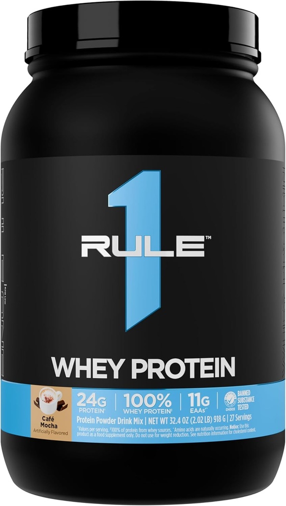 Regola 1 Whey Protein – 24g Proteine ad azione rapida da fonti all-Whey con EAAs e BCAA per il recupero di allenamento o in qualsiasi momento uso (2 Pounds*, Café Mocha)