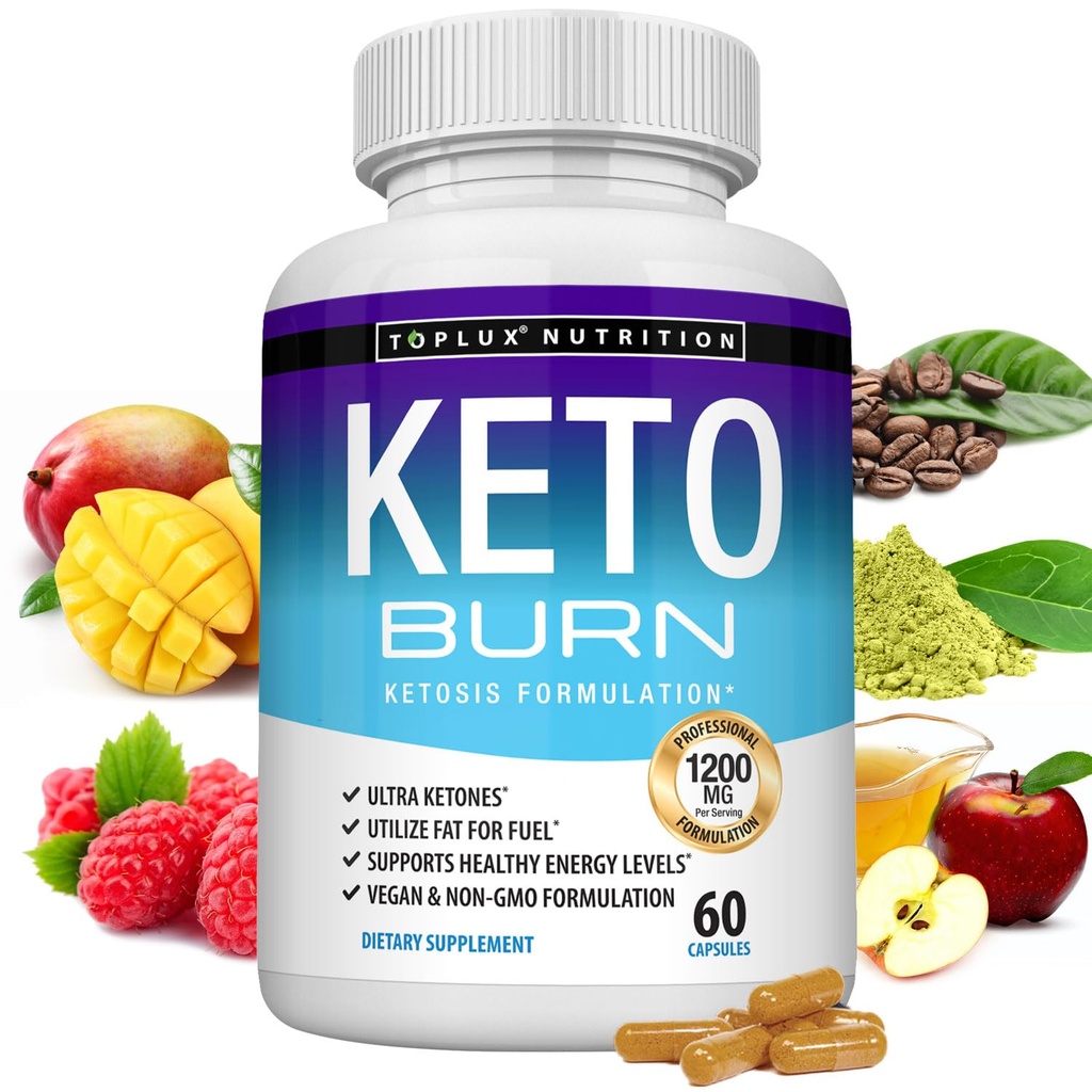 Toplux Keto Burn Pills Ketosis perdita di peso - 1200 Mg Ultra Advanced Natural Ketogenic Fat Burner utilizzando dieta chetone per le donne 60 capsule supplemento