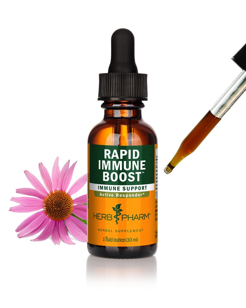 Herb Pharm Organic Rapid Immune Boost: Tintura rapida assorbente per gli adulti, Echinacea Tintura con Goldenseal, Ginger Extract & Elderberry, Immune Support Supplement & Wellness Aid, 1 Oz