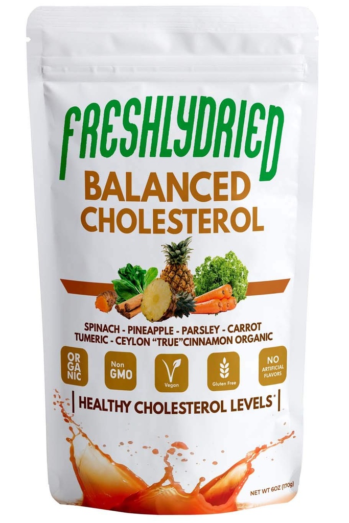 Polvere bilanciata del colesterolo appena asciugata - Supporta livelli di colesterolo sano - w/Tumerico, Ceylon Vera Cannella, Spinaci, Parsley, Ananas - Vegan-Friendly – 17 Serve – 6 once