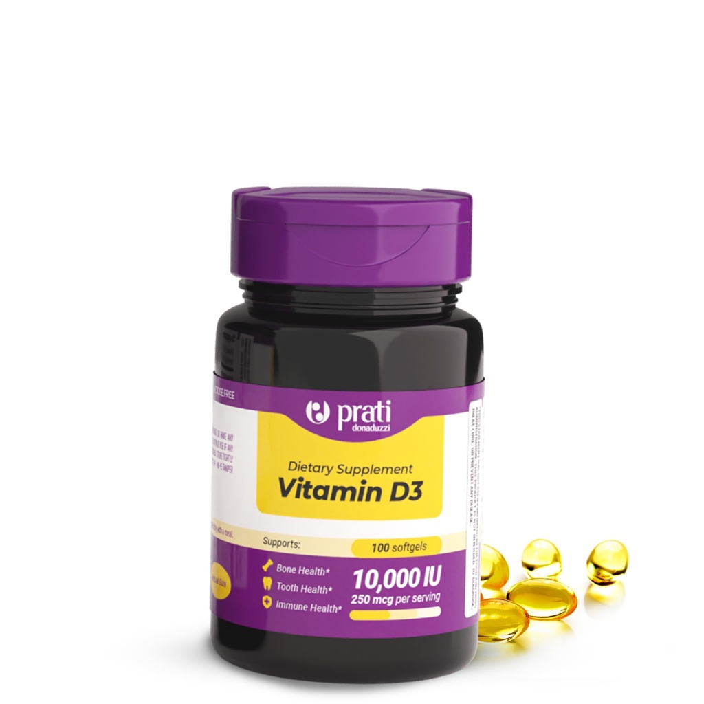 Vitamina D3 10.000 IU – 100 Softgels – Supporta il sistema di difesa, Bone e la salute del muscolo – dimensione della famiglia