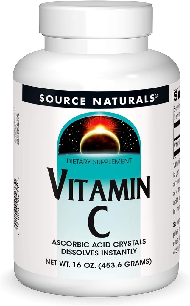 Fonte Naturals Vitamina C - Cristalli di acido ascorbico Che Dissolves istantaneamente, Integratore alimentare - 16 oz