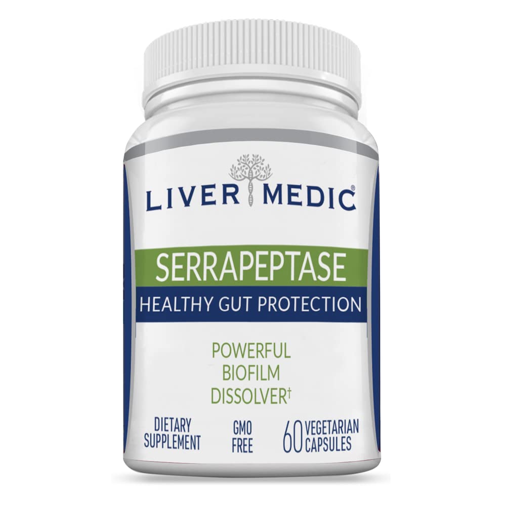Serrapeptase Pure Digestive Proteolytic Enzymes Enteric Coated Premium Healthy Gut Protection e Vegan Liver Support Supplement per Sinus, Respiratory e Gut Health NonGMO (60 Caps)