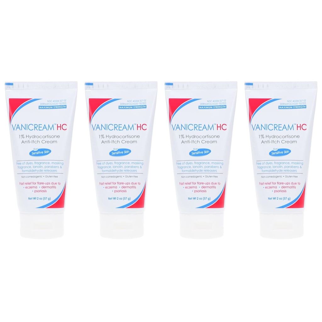 Vanicream HC 1% Idrocortisone Crema Anti-Itch - 2 oz, Confezione da 4