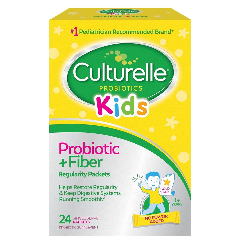 Culturelle Kids Probiotic + Fiber Packets (Ages 3+) - 24 Count - Digestive Health & Immune Support - Aiuta a ripristinare la regolarità (Packaging può variare)