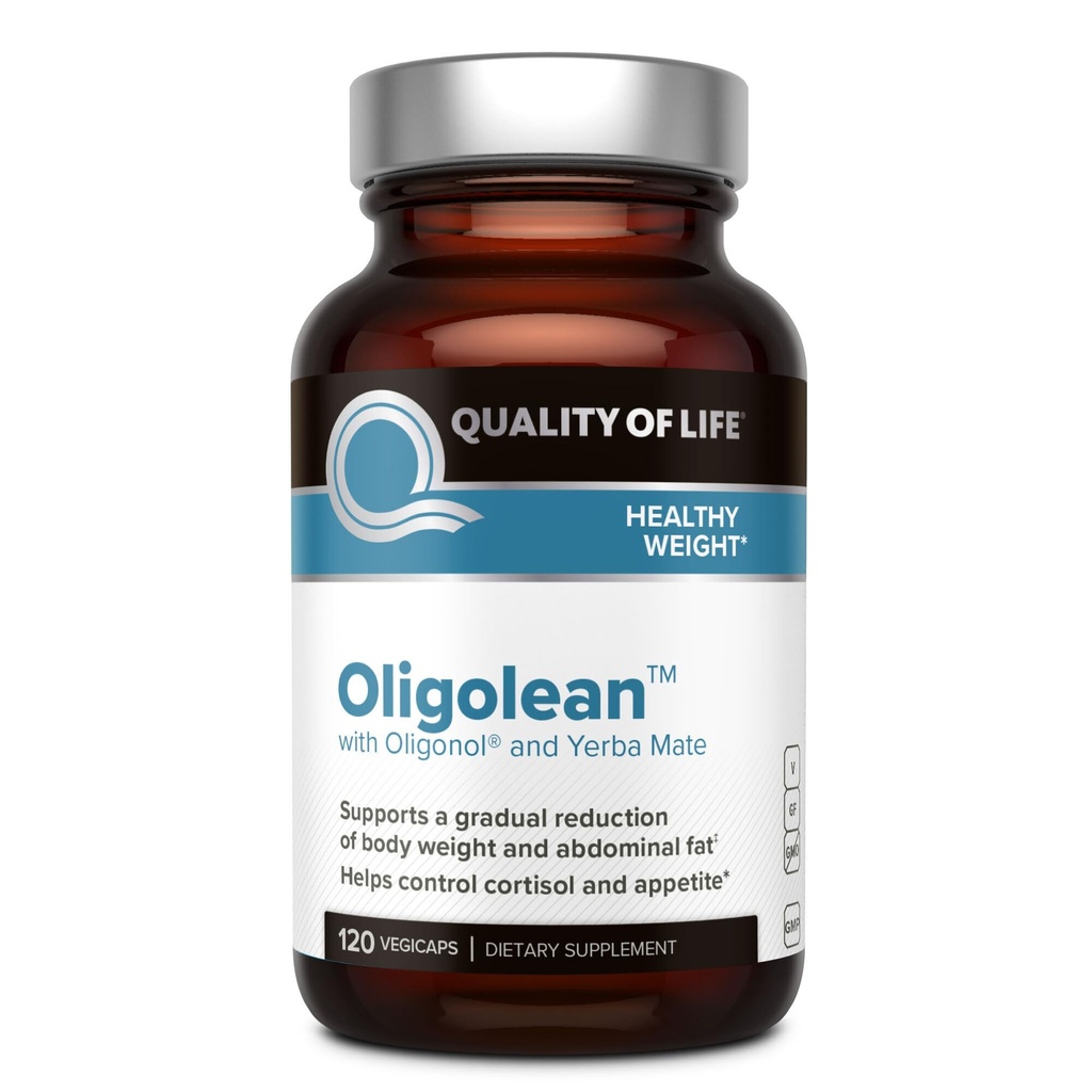 Qualità della vita Oligolean - Con Oligonol e Yerba Mate - Natural Metabolism Support Supplement - 120 Vegiecaps