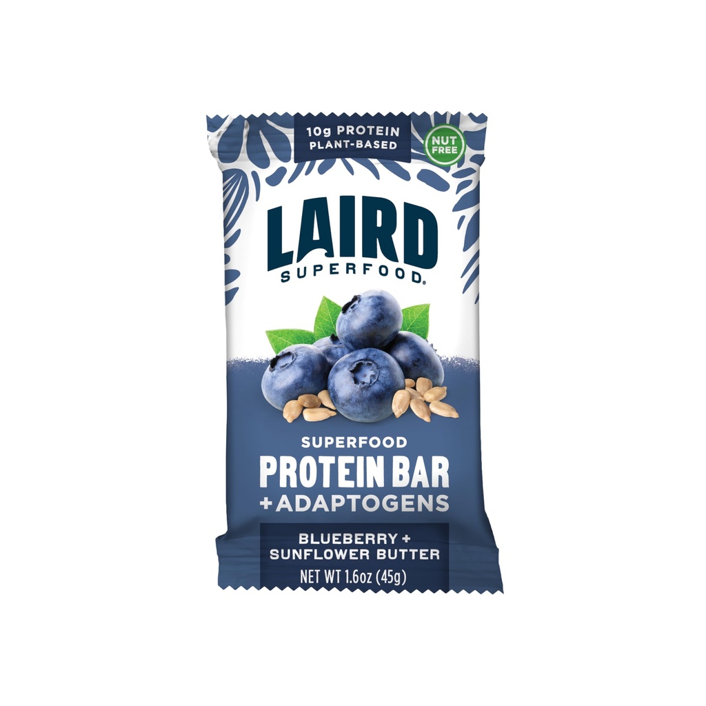 Barre di proteine funzionali di Laird Superfood, Bar di proteine ma meglio con ingredienti reali, Funzionali funghi 10g proteine pianta-based, 6g fibra, burro di girasole di mirtillo, 10 conte (pacchetto di 1)