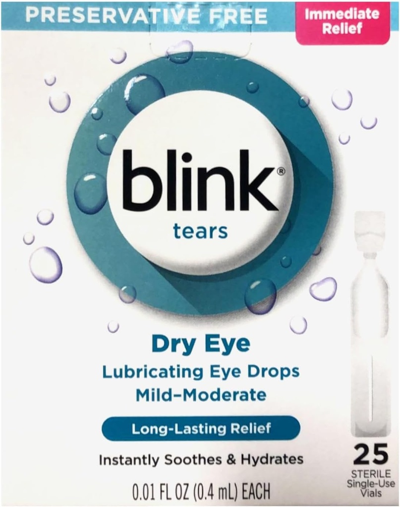 Blink Lacrime Lubrificante Occhio Gocce Occhio delicato-Moderato, 25 Pk - 0.01 oz, Confezione di 2