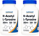 Nutricost N-Acetyl L-Tyrosine (NALT) 350 mg, 120 capsule (2 bottiglie) - Senza glutine, Non OGM