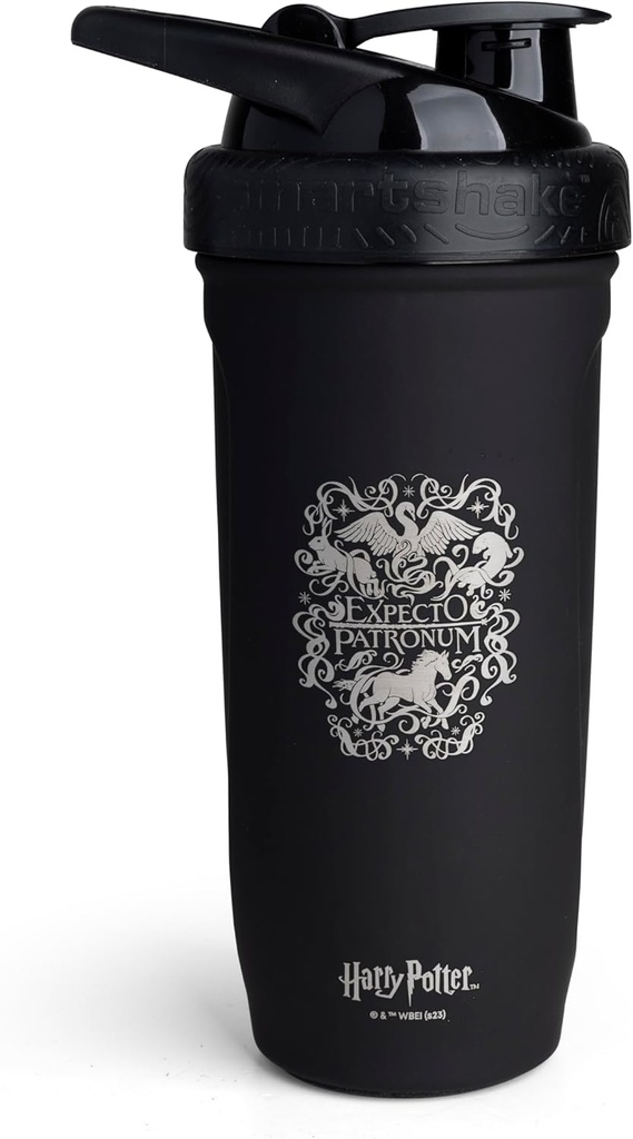 Smartshake rinforza in acciaio inox Harry Potter Expecto Patronum Style Shaker Bottiglia (900 ML /30oz) | Flacone di Shaker sportivo di resistenza leggera con un coperchio morbido | Leakproof, BPA Free & DEHP Free