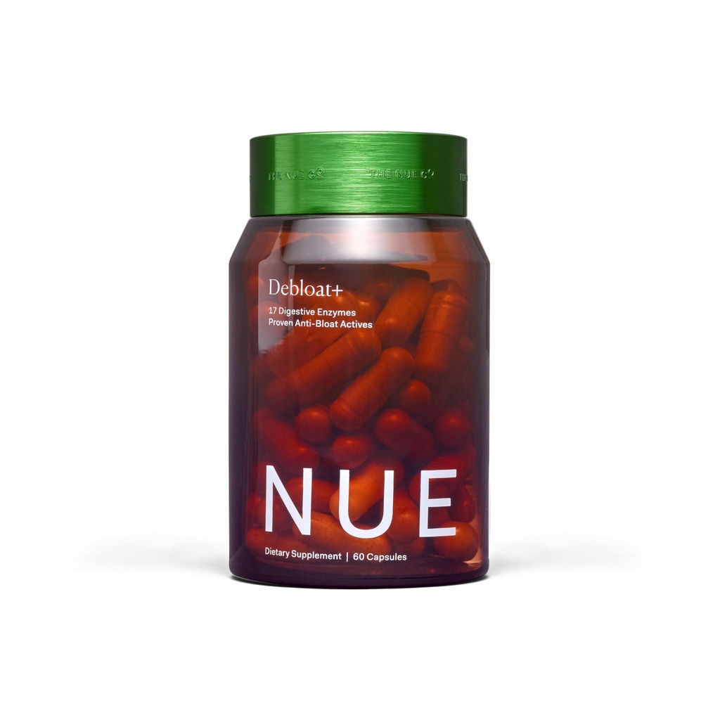 La Nue Co. DEBLOAT+ Supplemento, Bloating, Soothes Gas e dolore addominale, Supporto per l'immunità, Migliora la salute del fegato, Vegan, Gluten Free, 60 capsule