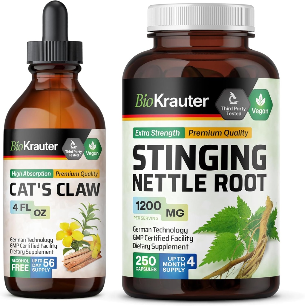 BIO KRAUTER Gatti Claw Tincture 4 Fl. Oz. & Sting Nettle 250 capsule