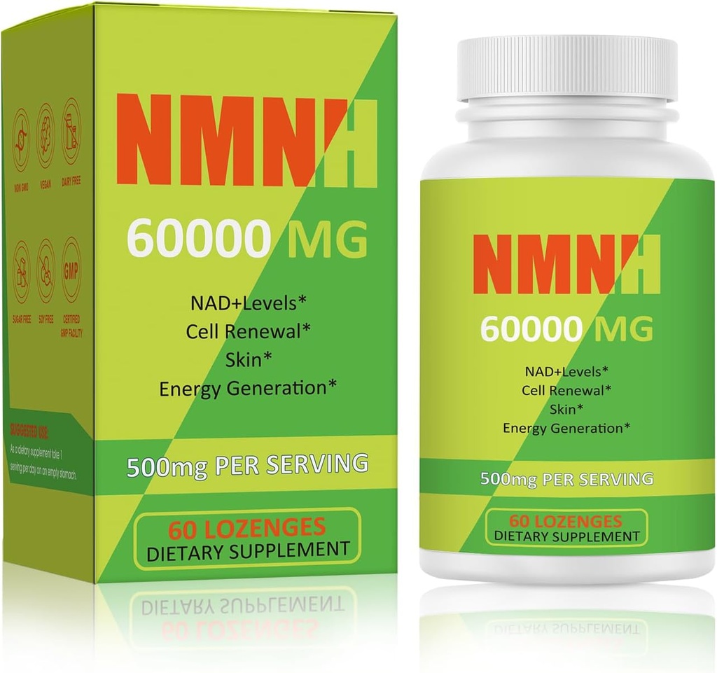 NMNH 500mg (Dihydronicotinamide Mononucleot), NMN Supplemento alternativa con NR, TMG, Resveratrolo, COQ10, NAD Supplement, Energy, Boost NAD+ Livelli, 60 capsule