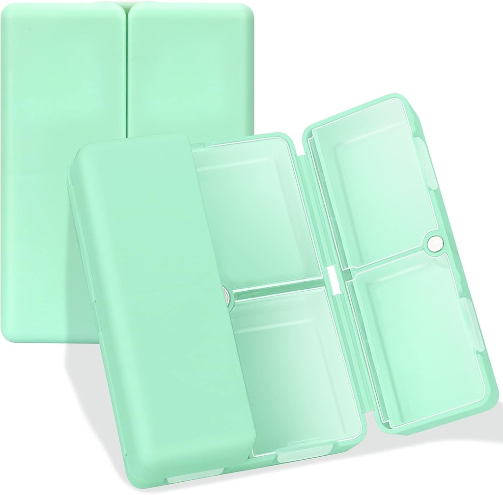 FYY Daily Pill Organizer, 7 scomparti Portable Pill Case Travel Pill Organizer,[Folding Design] Pill Box per Purse Pocket per tenere Vitamine,Cod Liver Oil,Supplements e Medication-Green
