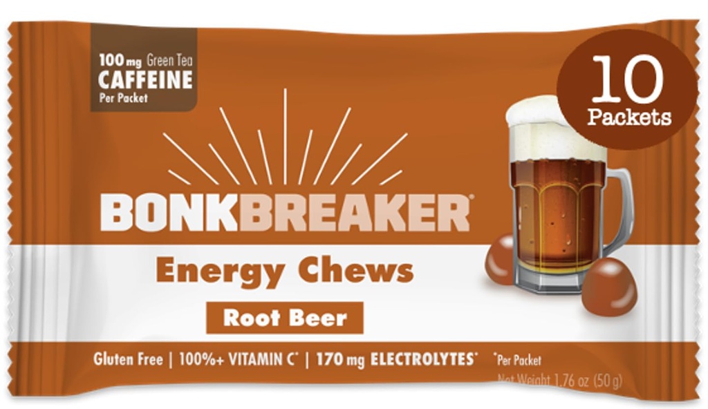 Cuscinetti per l'energia di Bonk Breaker, senza latticini, senza glutine ingredienti per fornire energia rapida e messa a fuoco, 1 scatola di 10 pacchetti, birra di radice