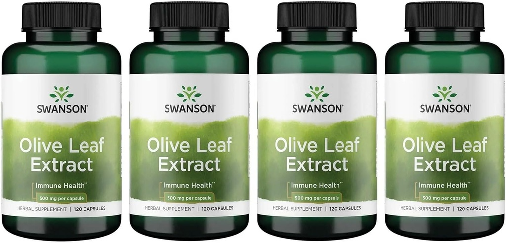Estratto di foglie di oliva Swanson con 20% Oleuropein - (120 capsule, 500 mg ogni) 4 bottiglie