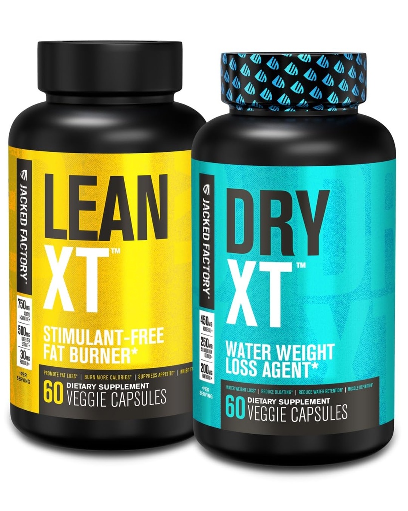 Jacked fabbrica Stim-Free perdita di peso Stack - magra XT Stim-Free Fat Burner e asciugare XT acqua pillole per la riduzione di Bloating (30 giorni di alimentazione)