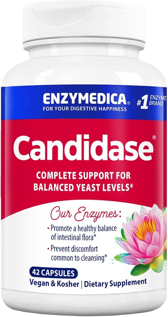 Enzymedica, Candidase, Enzimi Digestivi per il supporto detergente Gentle, Gut Health & Digestion, 42 Count