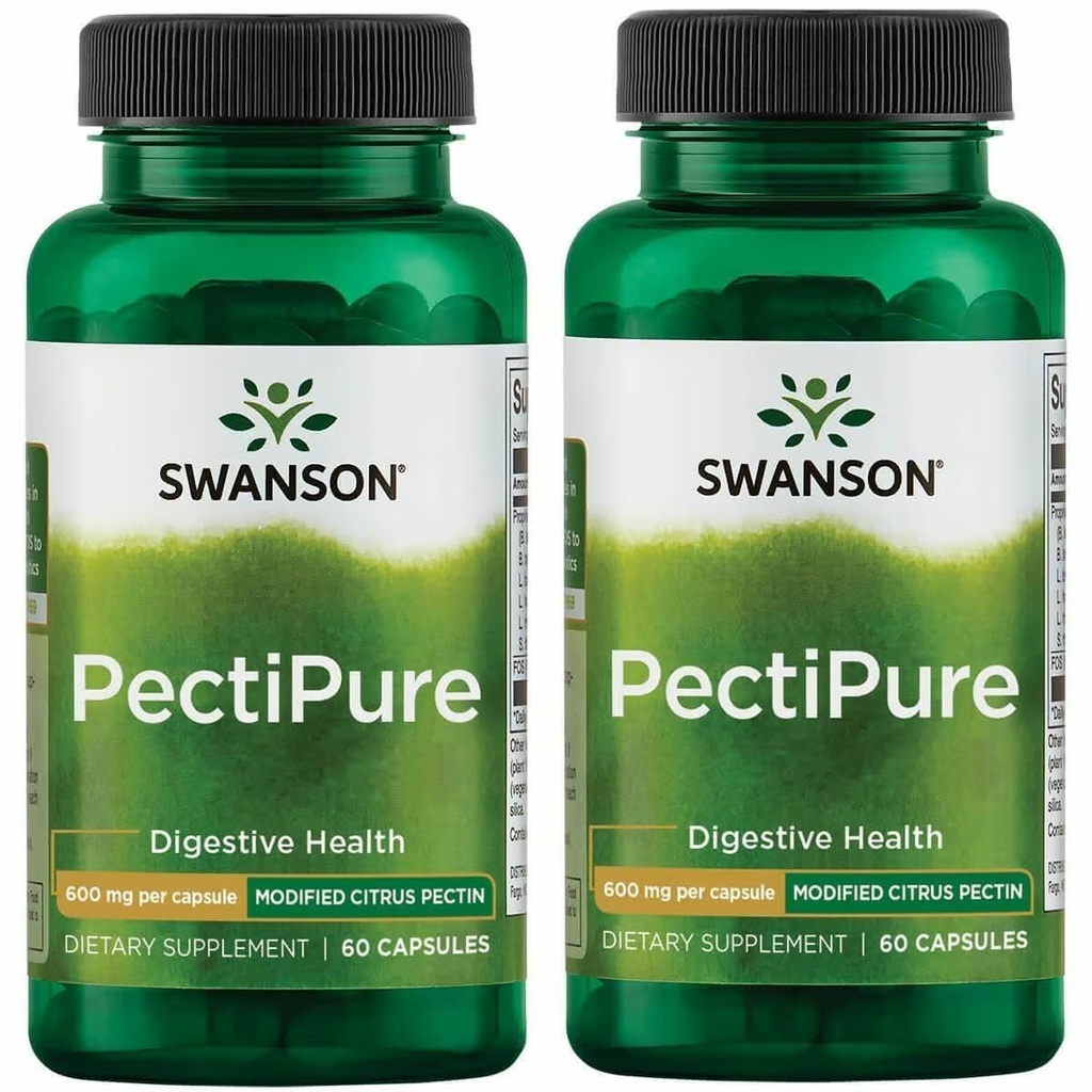 Swanson PectiPure Citrus modificato Supporti pectina Salute digestiva e Salute Cellulare-Delivers Minimo dell'82% Acido Galacturonic-Natural Benessere Supplemento (60 Capsule, 600mg Ogni) 2 Confezione