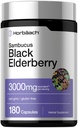 Horbäach Black Elderberry | 3000mg Capsule | 180 Count | Non OGM, Gluten Free | Sambucus Extract Supplement